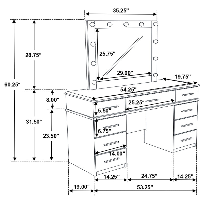 Felicity Makeup Vanity Table with LED Mirror