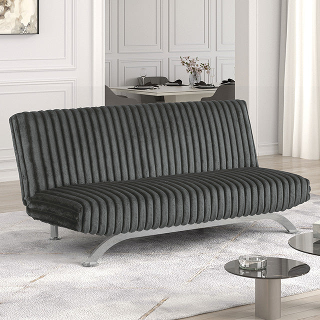 Villeneuve Futon Sofa Bed Black, Pink, & Grey